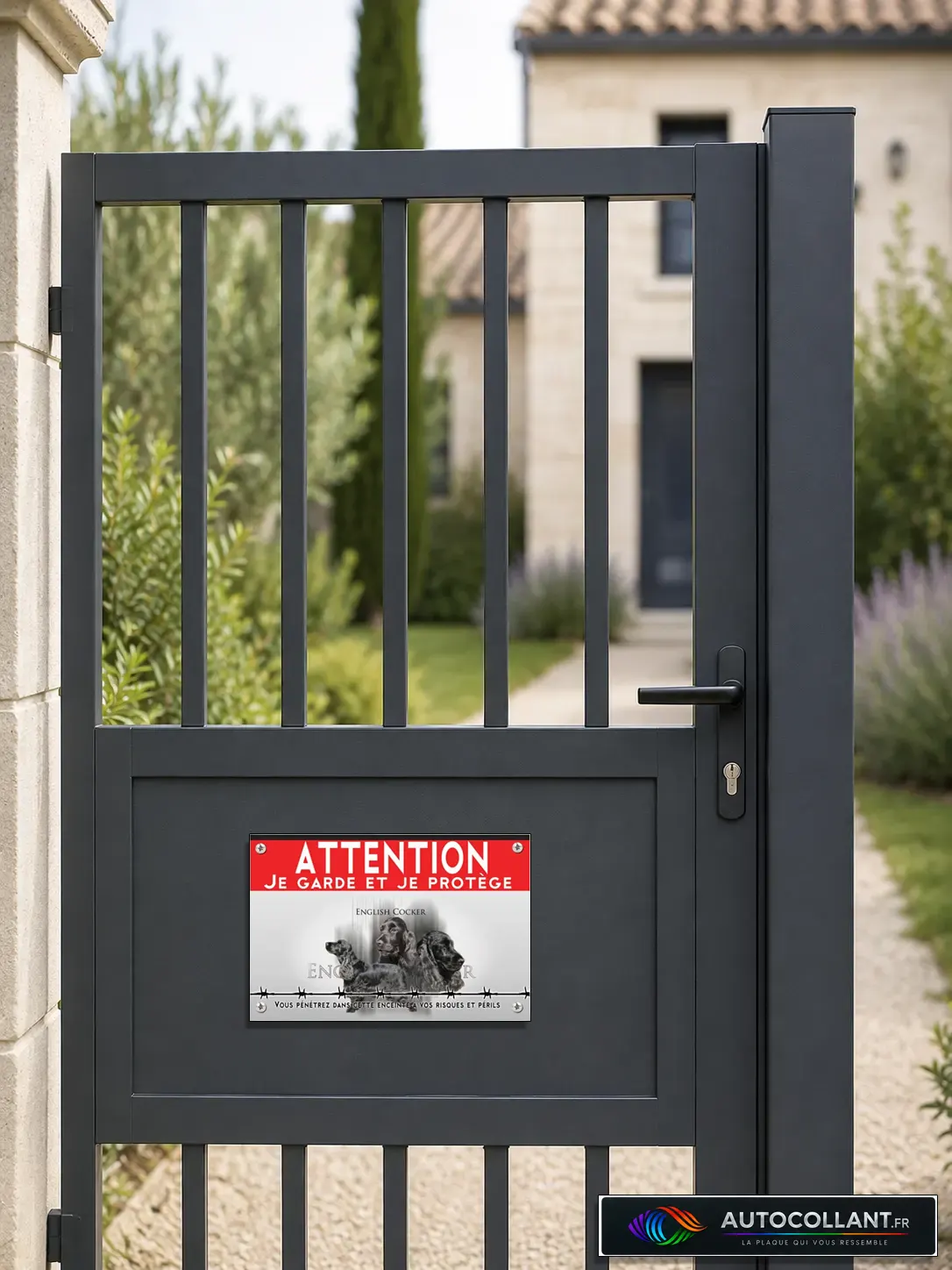 Portail de jardin en aluminium anthracite, panneau plein nu